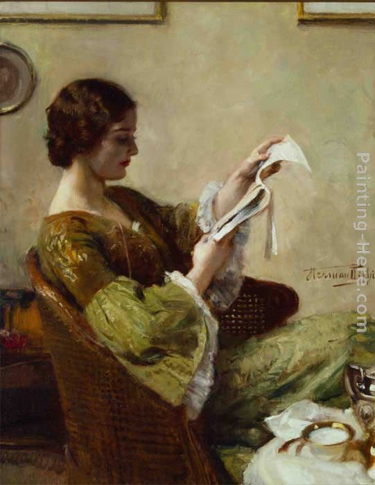Young Woman Reading painting - Hermann Jean Joseph Richir Young Woman Reading art painting